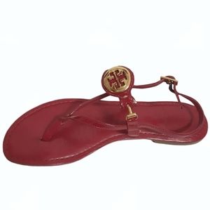 TORY burch women's ali equestrian thong sandals pink flats, size 7.5